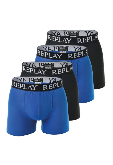 Боксерки с лого - 4 чифта - Черен/Индигово синьо