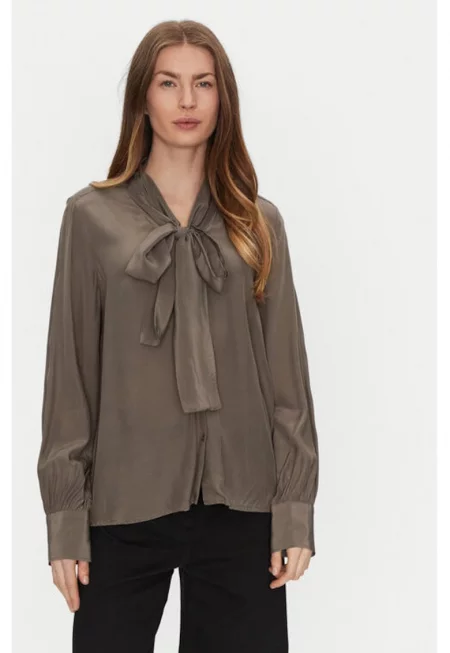 Дамска блуза -  304986321 - Вискоза - Кафява - Кафяв