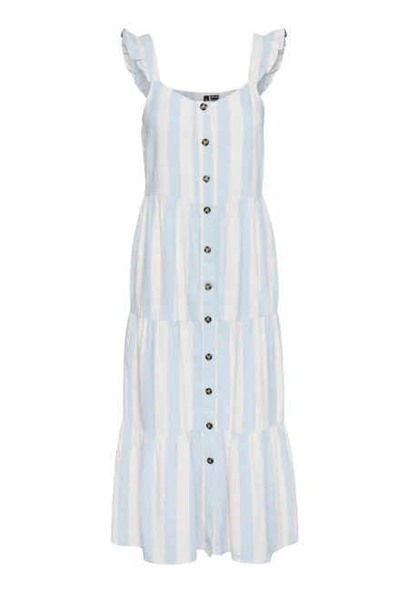 Дамска лятна рокля  10322614 - Лен/Вискоза - Светлосин