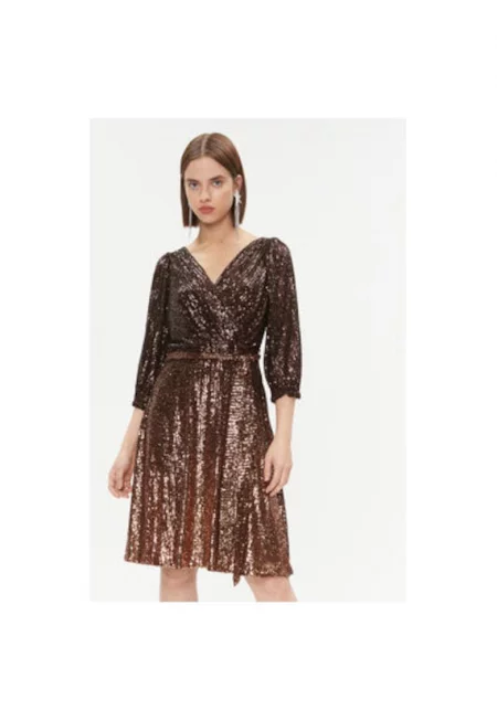 Дамска рокля -  303207618 - Полиестер - Кафяв