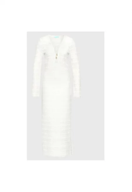 Дамска рокля - Мелиса Одабаш - 302130023 - Полиестер - Бяла