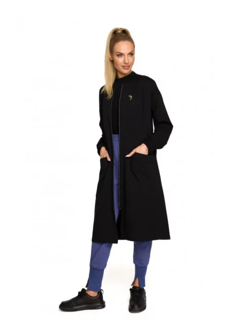 Дамски блейзър  С цип - Памук - Еластан - Черен