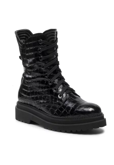 Дамски боти -  301548461 - Естествена кожа/Лачена кожа - Черни - Черен