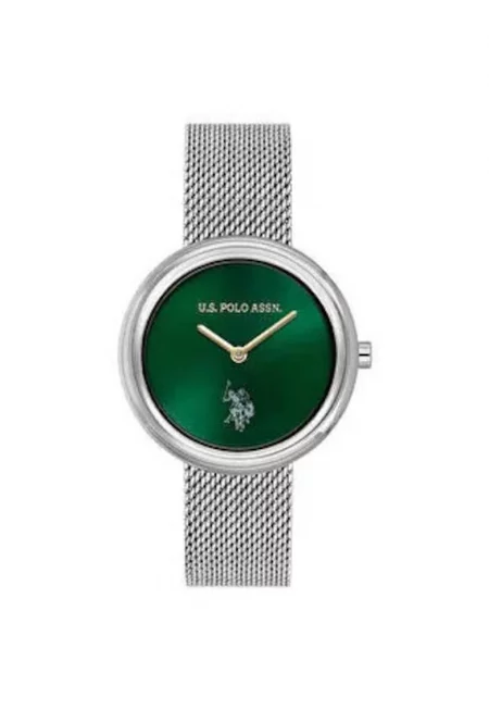 Дамски часовник  USPA2094-05 - златист - метална каишка - зелен циферблат - 35 мм