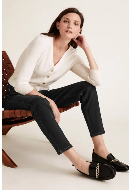 Дънки Mom с висока талия - Черен