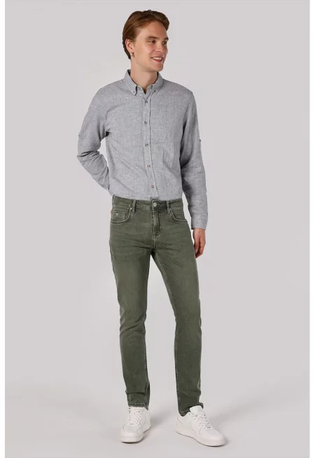 Дънки с права кройка - Тъмнозелен