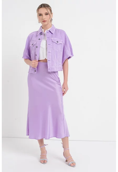 Дънково яке с къси ръкави - Лилав