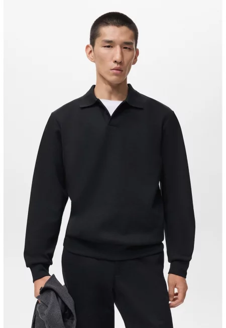 Едноцветен суитшърт с яка