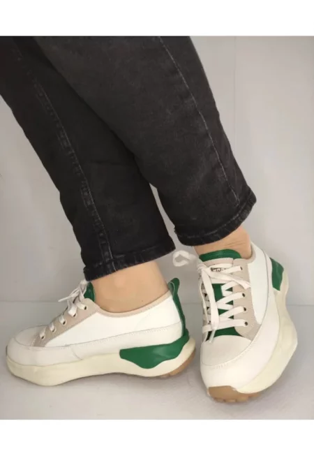 Ежедневни дамски обувки  60006C 97-N Кремави със зелено - Кремави - Крем