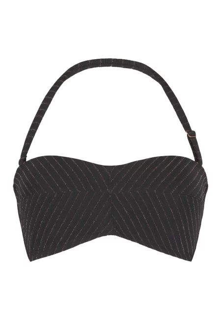 Горнище на бански тип бандо с брокат - Черен