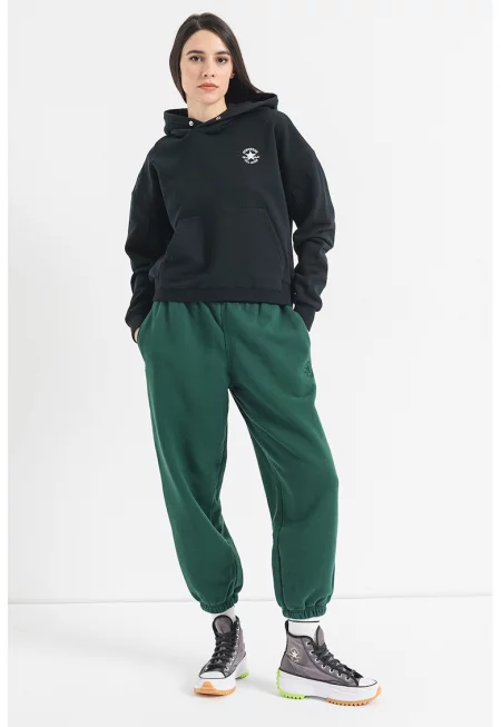 Худи с джоб кенгуру - Черен