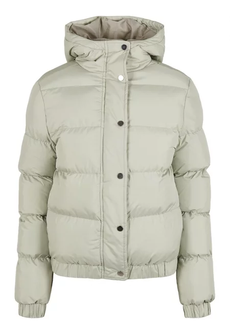 Капитонирано подплатено зимно яке с качулка - Бледозелен