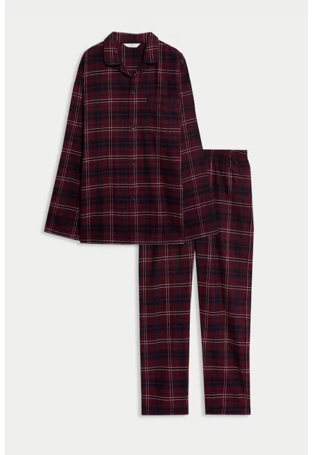 Карирана памучна пижама