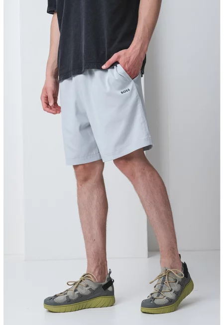 Къс панталон с еластична талия - Светло сив