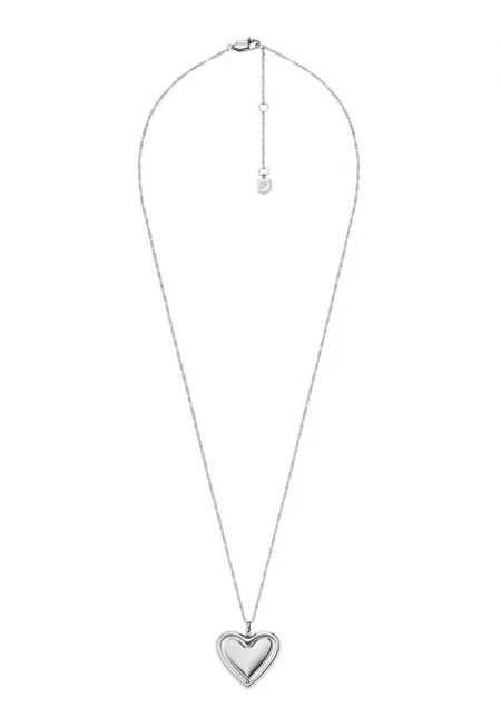 Колие със сърцевидна висулка - Сребрист