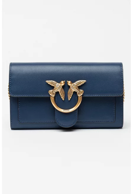 Кожена чанта през рамо Love One с метално лого