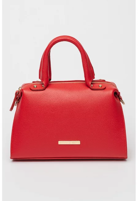 Кожена чанта през рамо с отделяща се презрамка - Червен