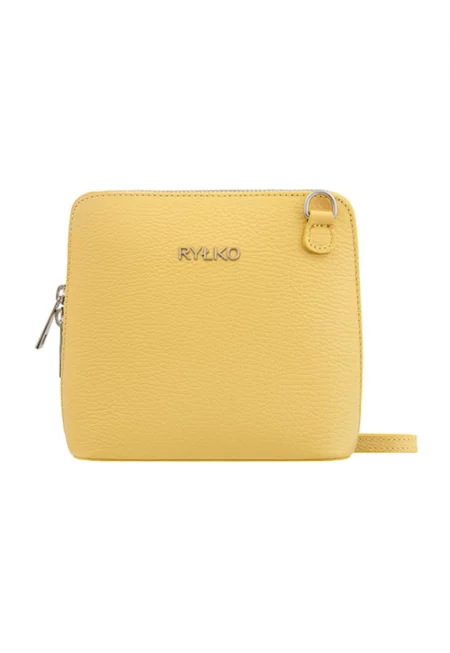 Кожена чанта през рамо - Шафраново жълто