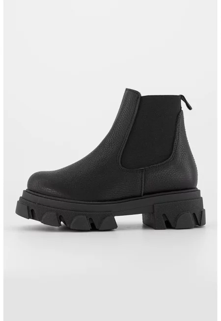 Кожени боти с цип - Черен