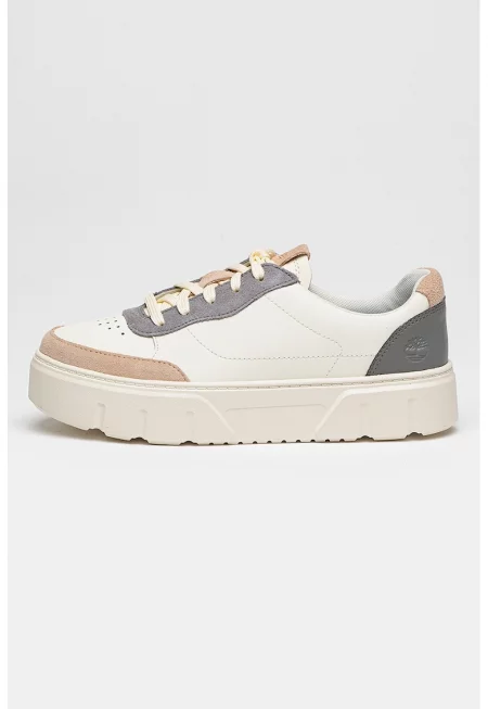 Кожени спортни обувки Laurel Court с велур - Бял/Tъмносив