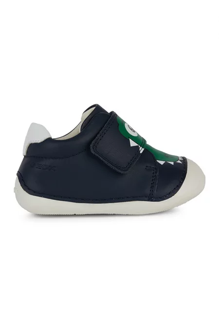 Кожени спортни обувки с велкро - Тъмносин