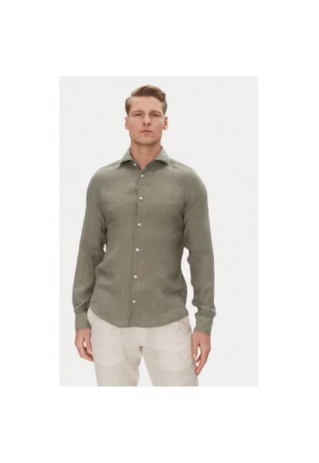 Мъжка риза  10011212 30046075 - лен - зелена - Зелен