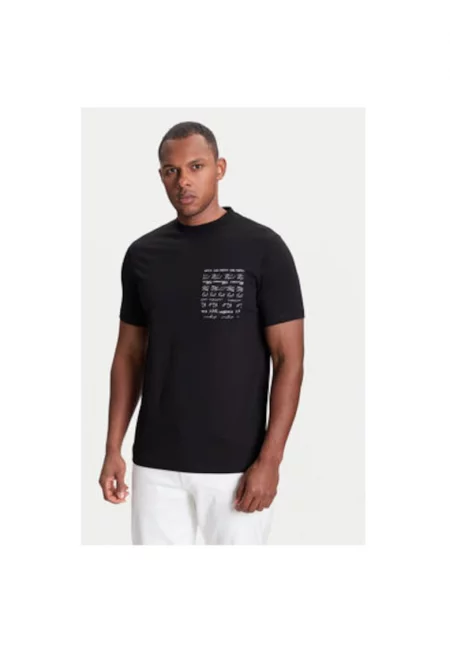 Мъжка тениска  755041 553225 - Памук - Черен - Черен