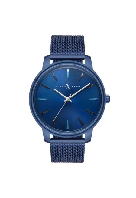 Мъжки часовник  MEX3154 - стоманена каишка - кръгъл корпус 44 мм - водоустойчив 3 ATM - син