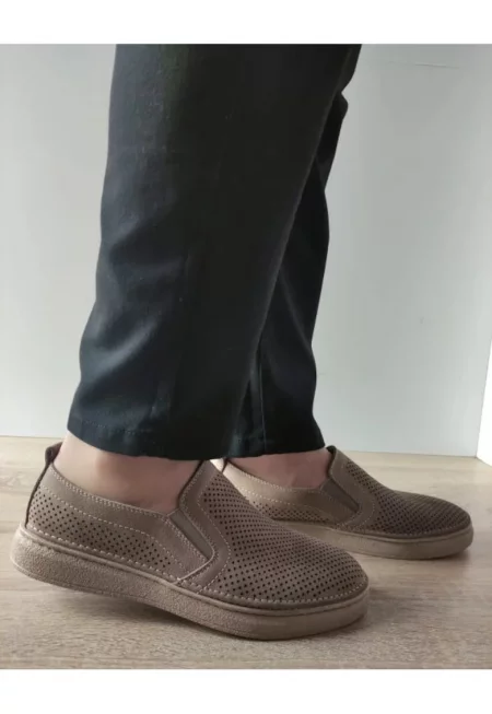 Мъжки обувки  B69-320 - Перфорирани - Бежови