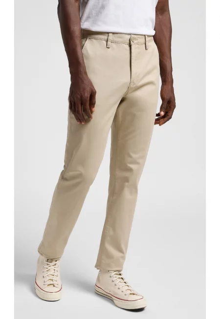 Мъжки панталон -  slim fit - памук/еластан - бежов