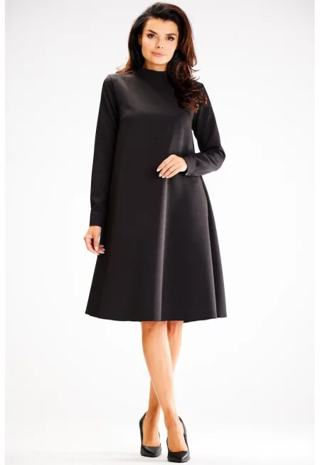 Миди рокля с дълъг ръкав - А-образна кройка A599