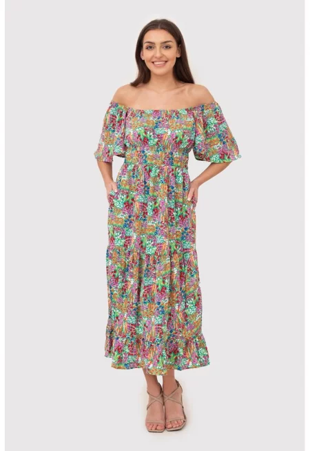 Миди рокля - завършена с волан DA1764 MULTI