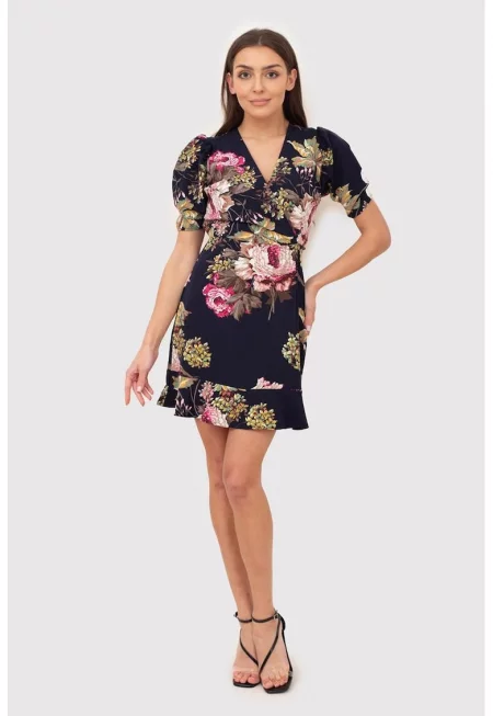 Мини рокля със сини цветя DA1786 NAVY