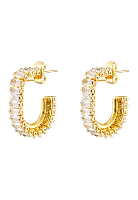 Обеци с 18k златно покритие с циркони