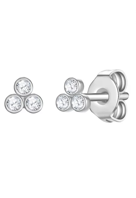 Обеци с циркони - Сребрист