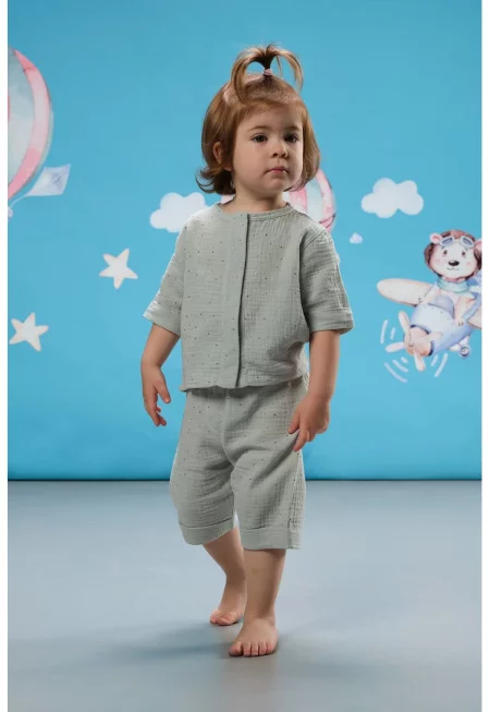 Памучна риза и панталон - Бледозелен