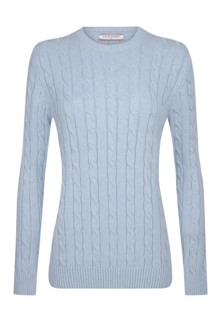 Плетен пуловер с овално деколте