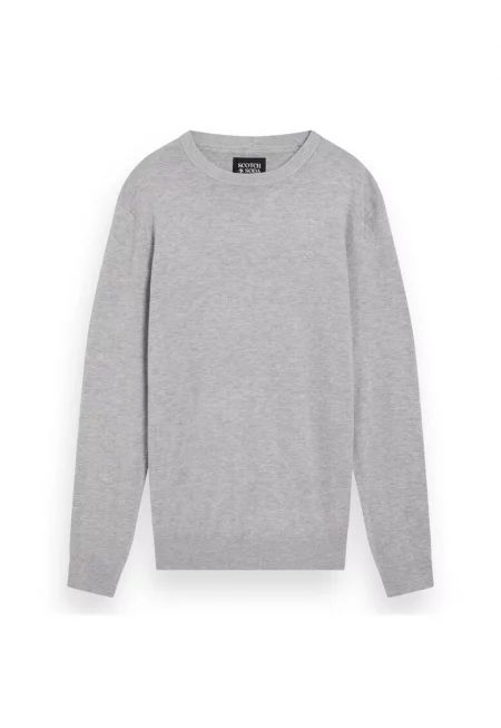 Пуловер с овално деколте - Светло сив