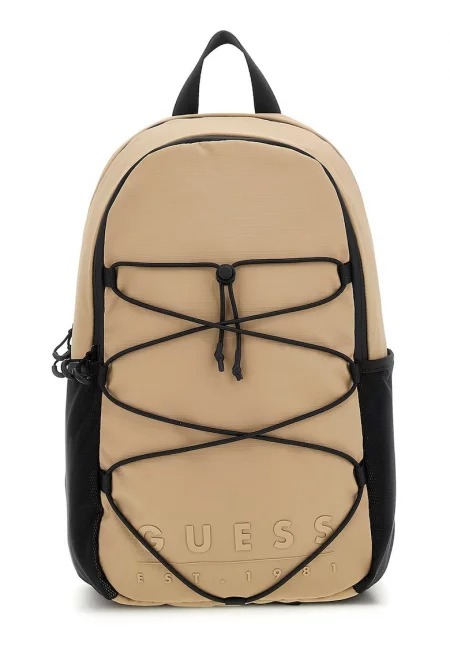 Раница от еко кожа с лого - Черен/Камел