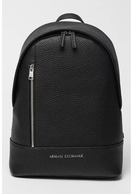 Раница от еко кожа с лого - Черен