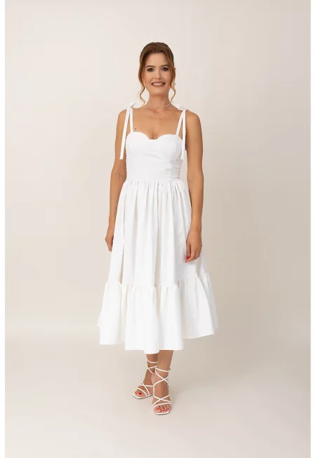 Разкроена рокля - Бял