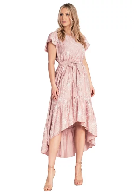 Рокля  M1179 - Флорални мотиви - Волани - Издръжлив материал - Вискоза - Найлон - Един размер