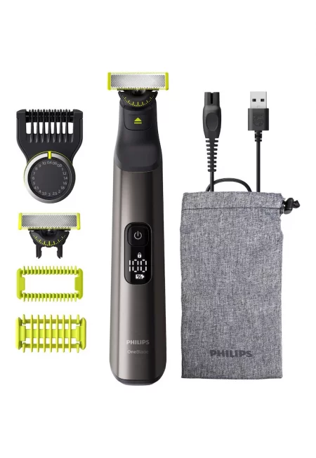 Самобръсначка (0 -2 мм) и тример (0 -4-10 мм)  OneBlade Pro - Лице и тяло - гребен с 20 настройки на дължина (0 -4-10 мм) - 2 аксесоара за тяло - 2 ножчета 360 - 90 ...