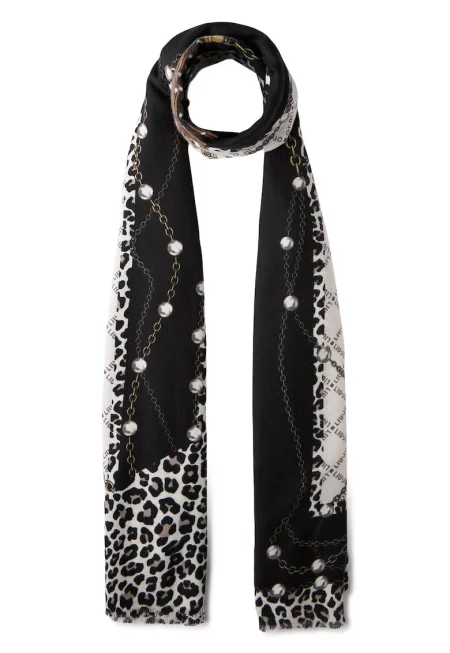 Шал с животински принт - Черен