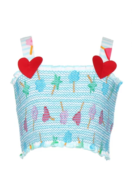 Скъсен топ с принт