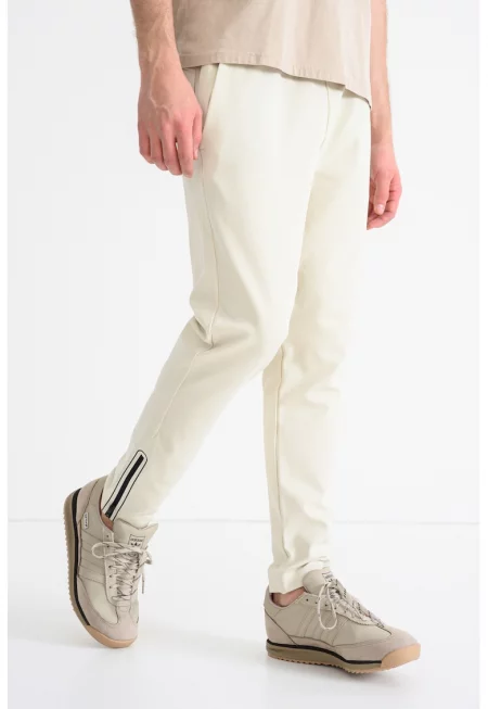 Скосен спортен панталон Hicon с връзка - Мръснобял