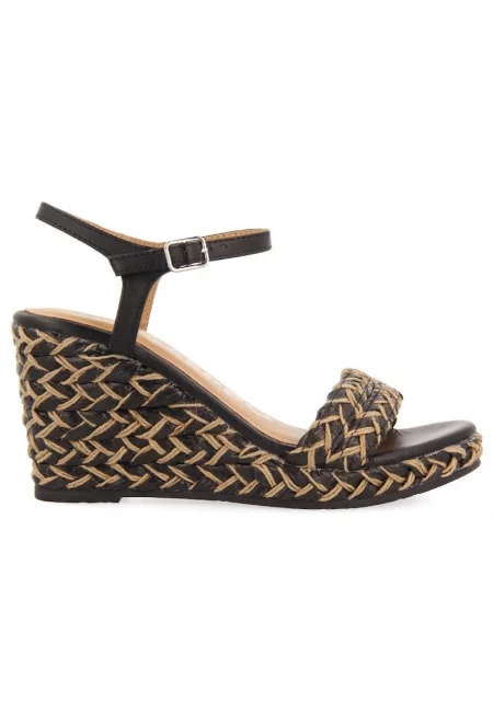 Скосени сандали Tigard от кожа и еко кожа - Черен