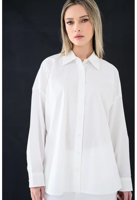 Свободна памучна риза Roux - Бял