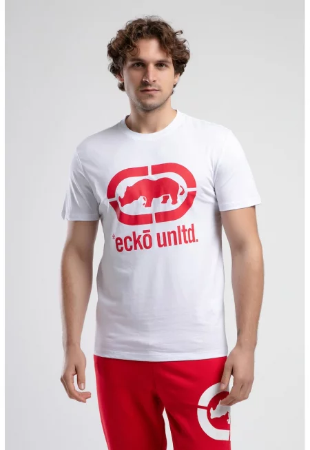 Тениска с овално деколте и лого - Червен/Бял