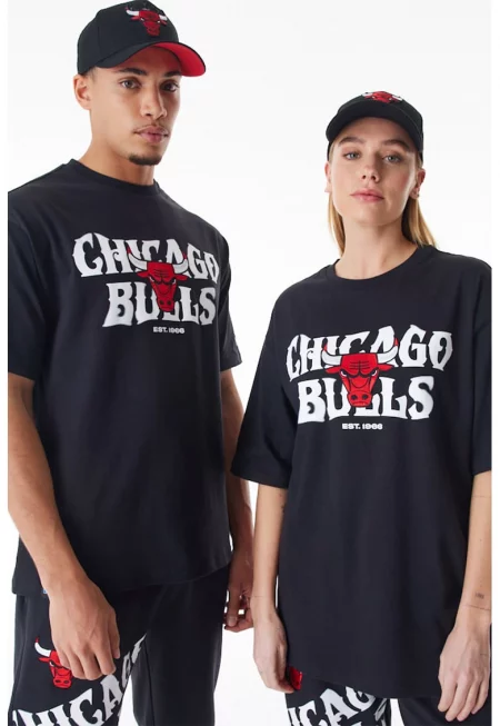 Тениска с памук и текстови дизайн - Червен/Бял/Черен